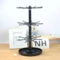 Zwarte roterende sieraden display stand sleutelhanger houder voor bureau organizer - 5# Ellipse / Drie Lagen / Zwart