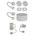 Set accessori bicchiere silicone grigio tappo tazza paglia disegno squalo fiore - 9 Pezzi / Set Grigio A