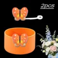 Cover in silicone per fondo tazza e tappo di paglia a farfalla per bicchieri termici - Arancione