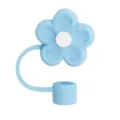 Cute blue flower silicone straw cover and dust cap for 10mm tumblers and cups. - Blue