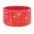 Red rhinestone silicone cup sleeve for Stanley tumbler, sparkling glitter water bottle boot - Red