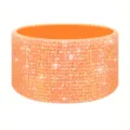 Housse de tasse en silicone strass orange étincelante, botte de gobelet bling pour Stanley. - Orange