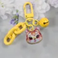 Cute yellow cartoon keychain with bell and anime pendant variant for bags and keys style. - Style 1 / Yellow