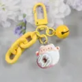 Portachiavi con ciambella kawaii gialla dei cartoni animati con campanello 20x19mm - modello 2