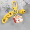 Schattige gele ketting DIY sleutelhanger met miniatuur oven hangertje en een klein beren. - Stijl 2