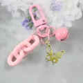 Llavero de mariposa rosa lindo con cadena y campana, accesorio de metal elegante para bolso. - Estilo 4