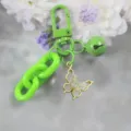 Llavero verde con cadena de colores, cascabel y colgante de mariposa iridiscente elegante - Estilo 5