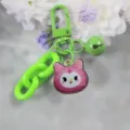 Green candy color keychain with cute cat pendant and bell, stylish cute bag charm accessory. - Style 5