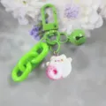 Simpatico portachiavi verde con campanello e ciondolo animale in peluche ciambella - Modello 6