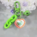 Cute green chain keychain with heart pendant, versatile bag charm accessory for daily use. - Style 6