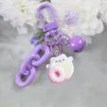 Portachiavi ciambella kawaii viola ciondolo animale carino chiusura metallo accessorio borsa - Stile 9