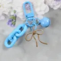 Porte-clés nœud en alliage bleu couleur bonbon pendentif sac métal accessoire DIY - Bleu Et Marron