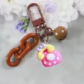 Cute vintage telephone keychain with brown chain and bell, perfect diy bag charm pendant. - Style 8