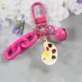 Pink alloy enamel palette keychain cute bag charm sweet style metal pendant accessory - Style 2 / Pink