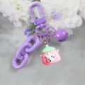 Portachiavi carino a tema coniglio con catena viola, chiusura, campanello e ciondolo kawaii. - Stile 9