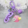 Portachiavi con ciondolo esagonale carino viola con campanello e catena, borsa elegante. - Stile 9