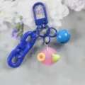 Portachiavi con catena blu e ciondolo rosa con campanello, accessorio creativo. - Stile 10