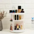 White rotating makeup organizer desktop cosmetic storage box multi-layer skincare holder - Storage Box Style C White