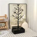 Zwarte vogelboom sieradenorganizer met opbergbasis, ideaal voor kettingen en oorbellen. - Roterende Doos + Nr. 2 Vogelboom / Zwart