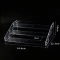 Clear acrylic 4-tier display stand step shelf for supermarket canned drinks and retail goods. - Short 3-Tier Beverage Rack