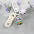 Portachiavi gatto in lega con catena colorata e campanello per decorazione borsa DIY. - Modello 4 / Bianco