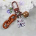 Portachiavi gatto carino in lega con catena marrone, campanello e ciondolo borsa. - Stile 8