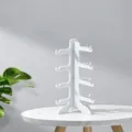 Witte kunststof brillenhouder, meertraps zonnebril display voor winkelbalie en toonbank. - Enkele rij - 4 paren / Wit