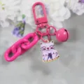 Portachiavi gatto carino in lega rosa con catena spessa campanello ciondolo borsa - Stile 12