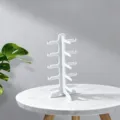 Espositore per occhiali multi-livello in plastica bianca, supporto da banco per negozi. - Riga singola - 5 paia / Bianco