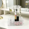 Présentoir de bijoux rotatif en acrylique transparent avec plateau multicouche pour boucles. - Boîte Rotative + 12 Crochets / Transparent