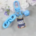 Portachiavi gatto blu carino con catena in lega e ciondolo a campanello, elegante ciondolo borsa. - Stile 16