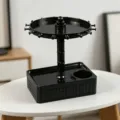 Noir Organisateur de Bijoux Rotatif Multicouche Support de Rangement de Bureau pour Boucles - Boîte Rotative + 16 Crochets / Noir
