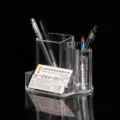 Transparante acryl bureau-organizer met meerdere vakken voor pennen en visitekaartjes. - SF-2132