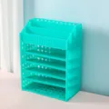 Mint green plastic desktop organizer multi-tier makeup storage rack cosmetic display shelf - Green