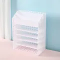 White plastic desktop storage organizer multi-tier hollow makeup rack for cosmetics office home - White