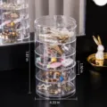 5-layer clear rotating jewelry organizer box, dust-proof desktop storage for accessories. - 5-Layer Rotating Box