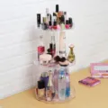 Transparante 360 roterende make-up organizer, acryl cosmetische displaystandaard voor kaptafel. - Bloemvormig met 3 niveaus