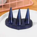 Donkerblauwe kunststof ringenstandaard met drie kegels voor sieradenweergave en opslag. - Drie Vingers / Blauwe plastic drievingerige display
