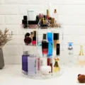 Clear acrylic rotating makeup organizer for cosmetics, skincare and lipstick desktop storage. - Storage Box Style B