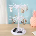 Rotating jewelry display rack for earrings, bracelets and necklaces. White plastic organizer. - 2-Tier Hanging Rack / Black