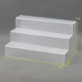Clear acrylic 3-tier display shelf organizer for cosmetics, figures, and retail products. - 3-Tier 30x18x15cm