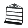 Black wall mounted jewelry organizer display stand with tiers for earrings and rings. - Black