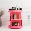 Pink rotating makeup organizer for desktop, multi-tier cosmetic storage rack for lipstick. - Storage Box Style C Pink