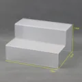 Clear acrylic 2-tier display stand for cosmetics, figures, and wallets. Compact tiered shelf. - 2-Tier 24x18x13cm
