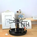 Draaibare kunststof bureau sieraden display standaard voor oorbellen en kleine accessoires. - 5# Ellipse / Eén Laag / Zwart