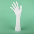 White plastic mannequin hand display prop for jewelry, rings, bracelets and nail art practice. - Baseless E - Female Long Hand Mannequin