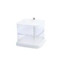 Scatola portaoggetti per gioielli girevole trasparente multicostrato quadrata per cosmetici. - Scatola Girevole a 2 Livelli / Bianco/Trasparente