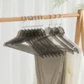 Perchas transparentes de acrílico con ganchos metálicos, percha gris ahumado para almacenamiento en armario. - Negro translúcido con gancho plano