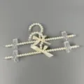 Parel kledinghanger met transparante clips en strik, elegante kledinghanger voor rok broek. - 33cm Broekklem Wit