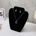 Zwarte fluwelen ketting display standerkraam sieradenhouder buste voor oorbellen opslag - Zwart Fluweel